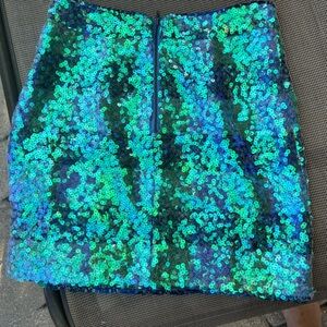 Anthropology sequined blue/green mini skirt sz 4